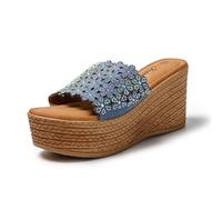JOMIX Ciabatte Donna Estive Pantofole Estate Ragazze Zeppa Alte da mare Sandali Comode Elegante da Spiaggia Casual SD9102 (Blu,37)