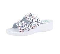 JOMIX Ciabatte Donna Plantare Ortopediche Pantofole Estive Aperte con Zeppa Anatomiche Sandali Comodi per Signora Anziana Doppia Fibbia Regolabile da Casa Mare Spiggia ITD1474 Viola Rosso 39