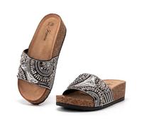 JOMIX Ciabatte Estive da Donna con Zeppa Punta Aperta Alla Moda Suola Spessa in Sughero Comfort Antiscivolo e Durevole WCF250336-1 (Nero,38)