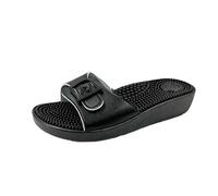 JOMIX Ciabatte Massaggianti Donna con Fibbia Regolabile Scarpe Ortopediche Casa Pantofole Estive Relax per Piedi Gonfi Nero 38