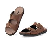 JOMIX Ciabatte Uomo Estive Sandali Eleganti Comodi Pantofole Pelle Ergonomico Morbido Look Casual con Doppia Fibbia Regolabile MOX250658 Camello 41