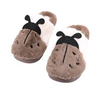 JOMIX Pantofole Donna Invernali con Motivo a Coccinella a Sette Stelle Adorabili e Calde Ciabatte Antiscivolo per la Casa Slippers Confortevoli con Peluche WIS255199 (Marrone,37)