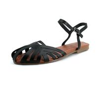 JOMIX Sandali Donna con Cinturino Sandali Estivi Bassi Eleganti Comodi Moda Intrecciate da Mare Spiggia Nero 38