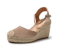 JOMIX Sandali Donna Estive Ciabatte Ragazze Espadrillas Eleganti Zeppa Pantofole Fibbia Casual Mare Spiaggia SD9374 (Marrone Khaki,41)