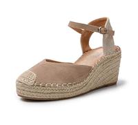 JOMIX Sandali Donna Estive Pantofole Ragazze Eleganti Zeppa Ciabatte Casual Chiusa Fibbia Mare Spiaggia Espadrillas SD9370 (Marrone Khaki,41)