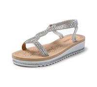 JOMIX Sandali Donna Estivi Ciabatte Ragazze Eleganti con Zeppa Gioiello e Chiusura Elastica Regolabile SD8105 (Argento,41)