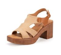 JOMIX Sandali Donna Estivi Eleganti e Comodi Scarpe Aperte Tacco Largo Effetto Legno con Cinturino Regolabile Plantare Imbottito Morbido WWS250188 Beige 38