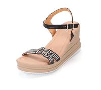 JOMIX Sandali Zeppa Estivi da Donna Eleganti Scarpe con Cinturino Regolabile Decorato Strass Moda per Cerimonia Estate Vacanza WWS250205 Nero 41