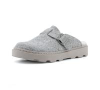 JOMIX Zoccoli Invernali Donna Feltro Pantofole Zeppa Soffice Tomaia Coprente Platform Comfort Cinturino Regolabile Fibbia Suola Spessa Antiscivolo Mule Per Casa Ufficio Lavoro ESW2530 Grigio 38