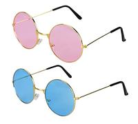 Jomnvo 2 pezzi hippy retrò occhiali da sole stile John anni 60 occhiali rotondi colorati costume accessori