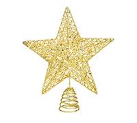 Jomnvo Topper per albero di Natale in metallo dorato glitterato sulla cima dell'albero di Natale del dono in filo metallico per decorazione domestica per feste di Natale, 20 cm
