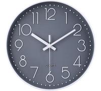 jomparis Orologio da parete moderno al quarzo, silenzioso, 20 cm, senza ticchettio, analogico, decorazione per soggiorno, camera dei bambini, cucina, ufficio (grigio)