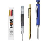 JOMPENS Kit di matite per marcatura edilizia - Matita da falegname + pennarello tascabile, calibro per layout di scrittura e 12 mine per lavorazione del legno, marcatura a fori profondi, cornici