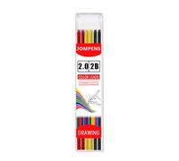 JOMPENS Mina spessa 2B da 2 mm, per la lavorazione del legno, struttura meccanica, mina solida per disegnare, per la lavorazione del legno (3 colori (rosso, giallo, nero))