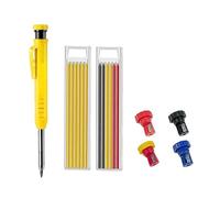 JOMPENS Set di matite da falegname, per fori profondi, marcatori per fori profondi, matite meccaniche, temperamatite integrato, per falegnameria (giallo)