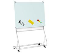 JOMUSAGA Lavagna bianca in vetro con supporto rimovibile a forma di S, Lavagna bianca magnetica, Scrittura stabile senza scosse, per Educatori, Scuole Domestiche, Aule, Uffici 90 x 120 cm