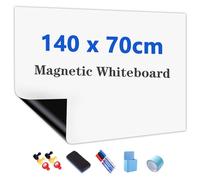 JOMUSAGA Lavagna Bianca Magnetica Adesiva Cancellabile 140 x 70 cm, Lavagna Magnetica da Parete, Include Pennarelli, Cancellino e Magneti, per Scuola, Ufficio, Casa