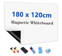 JOMUSAGA Lavagna Bianca Magnetica Adesiva Cancellabile 180 x 120 cm, Lavagna Magnetica da Parete, Include Pennarelli, Cancellino e Magneti, per Scuola, Ufficio, Casa