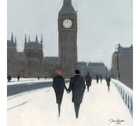 Jon Barker - Stampa su tela Big Ben, berretto rosso e neve, in cotone, multicolore, 3,20 x 40,00 x 40,00 cm