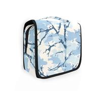 Jon Klassen Style Camouflage Design Sky Blue Borsa da viaggio con gancio per appendere Essentials Borsa per la cura della pelle con scomparti e maniglia