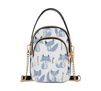Jon Klassen Style Fox Sky Blue Lavanda Bianco borse a tracolla alla moda con multi tasche borse per la festa della mamma