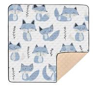 Jon Klassen - Tappetino da gioco imbottito per bambini, motivo volpe, azzurro cielo, lavanda, bianco, morbido, imbottito, 1 pezzo, 127 x 127 cm