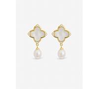 Jon Richard Jon Richard Tone Mother of Pearl and Pearl Clover Earrings one Oro