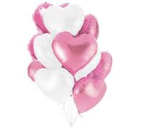 Jonami 25 Palloncini a Forma di Cuore Rosa e Bianchi ad Elio o Aria per Decorazione Romantica, San Valentino, Anniversario Matrimonio e Fidanzamento