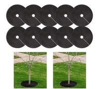 JONASHER 10 anelli per pacciamatura per alberi, in tessuto non tessuto, barriera contro le erbacce, protezione per le radici del giardino, decorazione paesaggistica, colore nero, diametro esterno 25