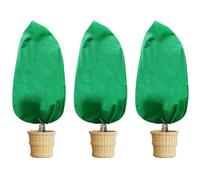 JONASHER Copertura per piante, protezione invernale dal gelo, confezione da 3 pezzi, 80 x 100 cm, riutilizzabile, coperta antigelo per alberi, con coulisse, per clima freddo all'aperto, colore: verde