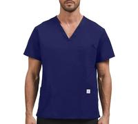 JONATHAN UNIFORM Casacca Sanitaria Uomo Divisa OSS 3 Tasche, Scollo V Casacca Medico Dentista Infermiere Sala Operatoria Manica Corta (Azzurro oltremarino, XXL)