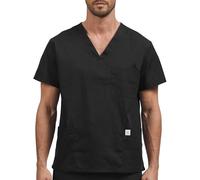 JONATHAN UNIFORM Divisa Medico Uomo Casacca Sanitaria Cotone 3 Tasche Manica Corta, Scollo V Casacca Medico Dentista per OSS Infermiere Sala Operatoria (Nero, 3XL)