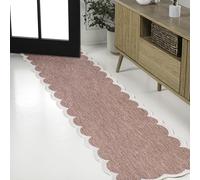 JONATHAN Y Alice Classic Cottage SHP103B-28 Tappeto a forma di tappeto bicolore smerlato rosa chiaro/crema 0,6 x 2,4 m, adatto per interni ed esterni, adatto agli animali domestici, non perde pelo