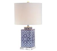 JONATHAN Y JYL3006A Choi 59 cm Chinoiserie Lampada da tavolo LED tradizionale comodino comodino lampada da comodino per camera da letto, soggiorno, ufficio, blu/bianco