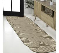 JONATHAN Y Margot SHP201A-28 Tappeto moderno con arco geometrico a righe beige/marrone, 0,6 x 2,4 m, per interni ed esterni, adatto agli animali domestici, non perde pelo, resistente alle macchie