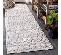 JONATHAN Y MOH101B-218 - Runner in stile marocchino HYPE Bohemian, Southwestern, casual, transitorio, adatto agli animali domestici, non cadono, antimacchia, facile da pulire, crema/grigio