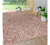 JONATHAN Y SMB105A-8 Estrella Bohemian Medalion tessitura tenatura area esterna del tappeto esterno, costiero, tradizionale, facile pulito, cortile, patio, non spargimen, rosso/taupe, 240 cm X 300 cm