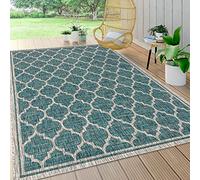 JONATHAN Y SMB109E-5 Trebol Tappeto marocchino a traliccio strutturato per interni esterni,moderno,costiero,bohémien,facile da pulire,cortile,patio,non perde pelo,verde acqua/grigio,150 cm X 240 cm