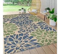 JONATHAN Y SMB110B-4 Zinnia moderno moderno tessitura floreale tessitura di area esterna interna,bohémien,costiera,pulizia facile mediterranea,cortile,patio,non spargimento,blu scuro,120 cm X 180 cm