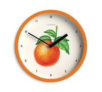 Jones Clocks® Fruit wall clock | Small round clock | 20cm | Orange | Botanical illustrated orange artwork | Ideal for kitchen and dining rooms.