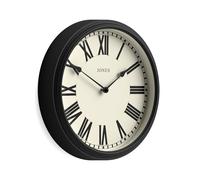 Jones Clocks® Hackney wall clock | Classic roman numeral clock | 30cm | Black | Traditional design for kitchens, hallways or living spaces with character.
