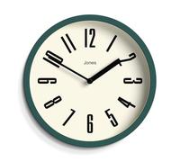 Jones Clocks® Hot Tub wall clock | Small retro round clock | 20cm | Dark green | Easy to read numbers | Ideal for kitchen, office, kid’s room, large or small space