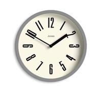 Jones Clocks® Hot Tub wall clock | Small retro round clock | 20cm | Grey | Easy to read numbers | Ideal for kitchen, office, kid’s room, large or small space