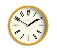 Jones Clocks® Hot Tub wall clock | Small retro round clock | 20cm | Mustard yellow | Easy to read numbers | Ideal for kitchen, office, kid’s room, large or small space