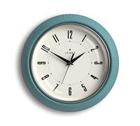 Jones Clocks® Ketchup wall clock | Round retro diner clock | 25cm | Teal | Ideal for the kitchen, living room, office or bedroom | Easy to read numbers