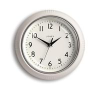 Jones Clocks® Ketchup wall clock | Round retro diner clock | 25cm | Very pale grey | Ideal for the kitchen, living room, office or bedroom | Easy to read numbers