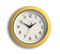 Jones Clocks® Ketchup wall clock | Round retro diner clock | 25cm | Yellow | Ideal for the kitchen, living room, office or bedroom | Easy to read numbers