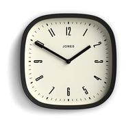 Jones Clocks® Marvel orologio da parete | Orologio quadrato rotondo retrò moderno | 25cm | Nero | Fantastico look di design per cucina, soggiorno o ufficio
