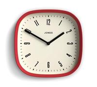 Jones Clocks® Marvel wall clock | Retro rounded square clock | 25cm | Red | Cool designer look for kitchen, living room or office