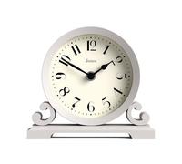 Jones Clocks® Saloon mantel clock | Traditional double scroll design | Grey | Contemporary classic style for desk, table, shelf or bedside